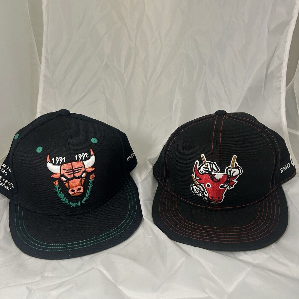 Chicago Bulls Snapback Hats Lot 2 Non Vintage NBA Caps 1991 1992 Champs